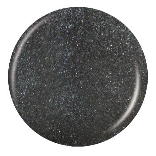 Round swatch of black polish with fine multicolor sparkle
