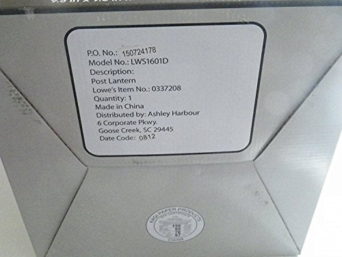 Box label with model LWS1601D, post lantern, quantity 1