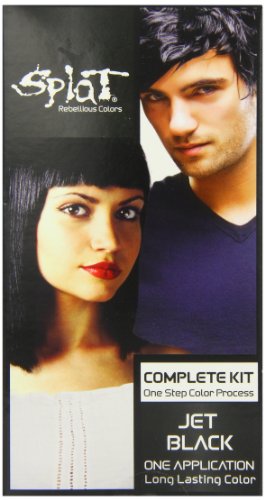 Jet black hair dye kit box with a black-haired woman and man