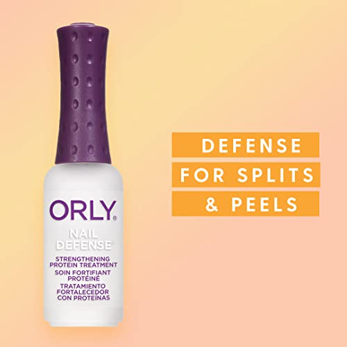 Orly Nail Defense bottle on peach background, Defense for Splits and Peels