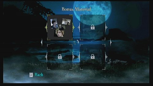 Bonus material menu with one unlocked photo set and three locked slots