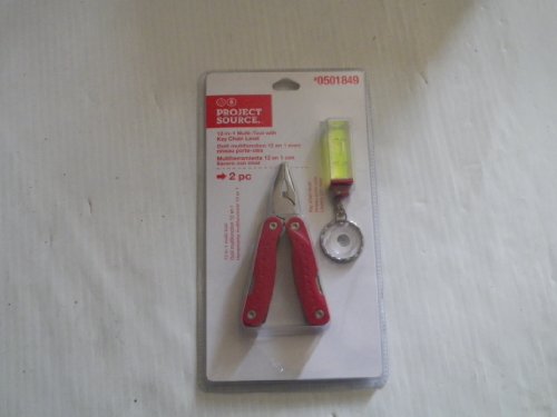 Project Source red multi-tool and keychain level in a clear blister pack