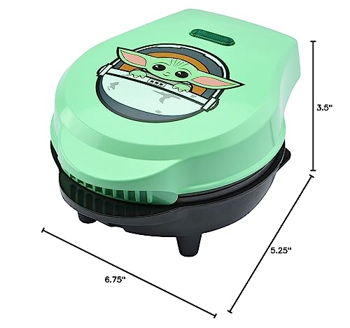 Grogu mini waffle maker dimensions, 6.75 by 5.25 by 3.5 inches