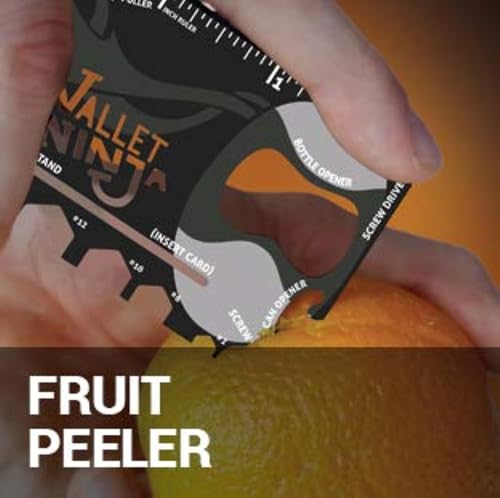 Card tool peeling the skin of an orange