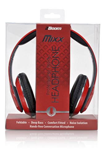 Red 2Boom Mixx Professional Studio Headphone in a clear display box