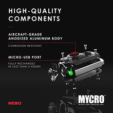 Load image into Gallery viewer, NEBO Mini Rechargeable Keychain Flashlight: Features 6 Unique Light Modes, Including 400 Lumen Turbo Mode and 3 LED Color Options; Easily Secured via Necklace, Lanyard or Keyring – MYCRO 6714 (Black)
