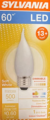 Box of a frosted flame-tip LED bulb with a medium base, 60W equivalent