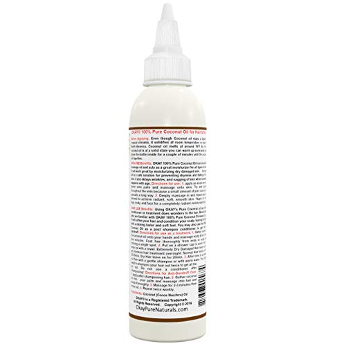 OKAY | 100% Pure Coconut Oil | For All Hair Textures & Skin Types | Ultra Skin Moisturizer & Promotes Healthy Hair Growth | All Natural | Free Of Parabens, Silicones, Sulfates , yellow , 4 Oz - Realmdrop Shop