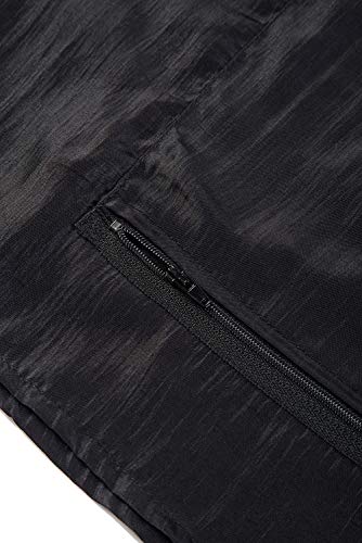 Betty Dain Nylon Barber Jacket, Short-Sleeves, Water Resistant, Machine Washable Lightweight Crinkle Antron Nylon, Zip Front, Two Lower Front Pockets and One Chest Pocket, Black - Realmdrop Shop
