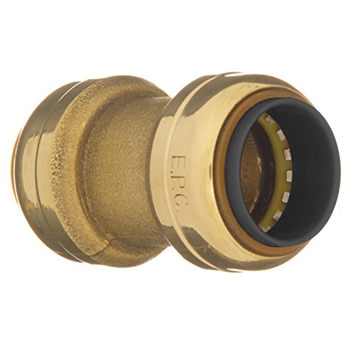 Brass push-to-connect coupling with black O-ring and teeth inside