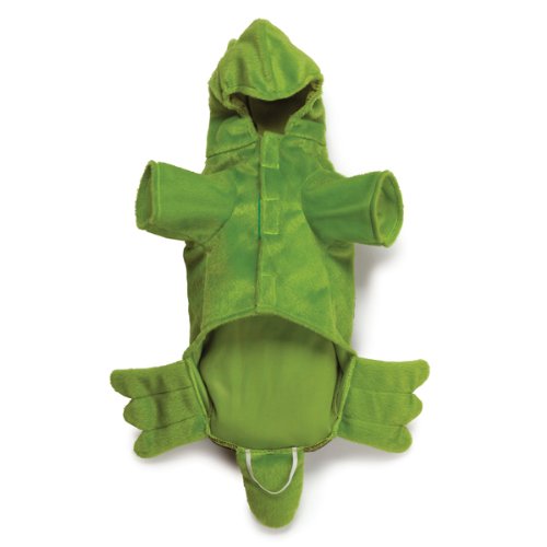 Underside of the green turtle costume with hood, sleeves and back flippers