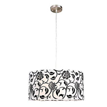 Load image into Gallery viewer, Portfolio 18-in W Brushed Nickel Pendant Light with Fabric Shade Item# 320643 Model#GYE7991A UPC#725916104238
