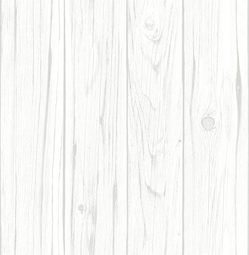 InHome NH3551 Barnwood Peel Stick Wallpaper, White & Off-White