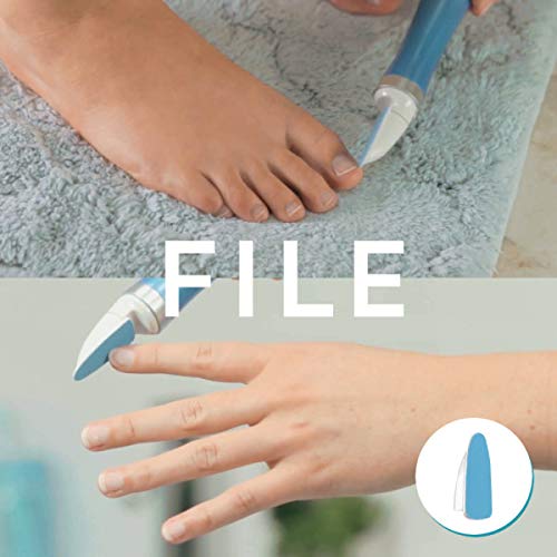 File step: the Amope nail tool shaping a toenail and a fingernail
