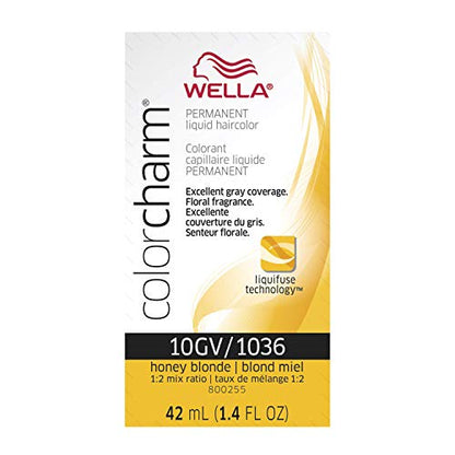 Wella Color Charm Permanent Liquid Hair Color for Gray Coverage Liquid 1036/10GV Honey Blonde