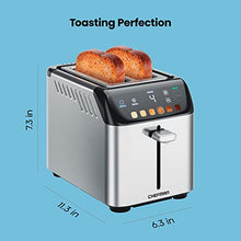 Load image into Gallery viewer, Chefman Smart Touch 2 Slice Digital Toaster, 6 Shade Settings, Stainless Steel Toaster 2 Slice with Extra-Wide Slots, Thick Bread Toaster and Bagel Toaster, +10, Defrost, Removable Crumb Tray

