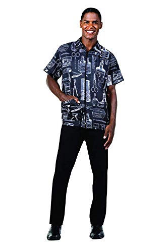 Betty Dain Vintage Print Barber Jacket, Throwback Style Illustrated Print, Black - Realmdrop Shop
