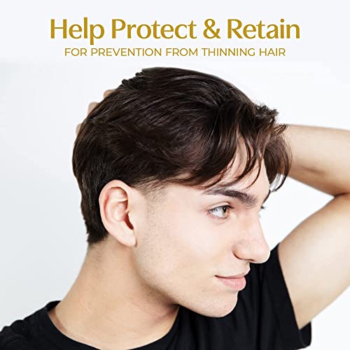 Young man with full dark hair, Help Protect and Retain for prevention of thinning