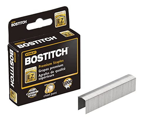 Bostitch Office Bostitch EZ Squeeze 130 Sheet B8 PowerCrown Staples for Bostitch B8130, 1,000 Per Box (STCR130XHC)