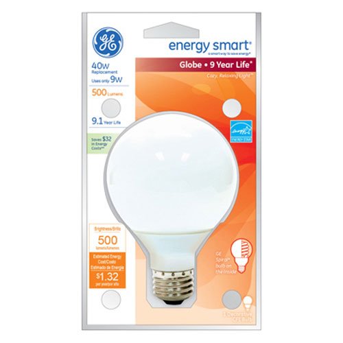 GE Lighting 47484 Energy Smart CFL 11-Watt (40-watt replacement) 500-Lumen G25 Light Bulb with Medium Base, 1-Pack