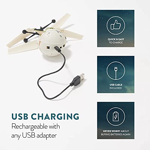 Flying toy plugged into a USB charging cable