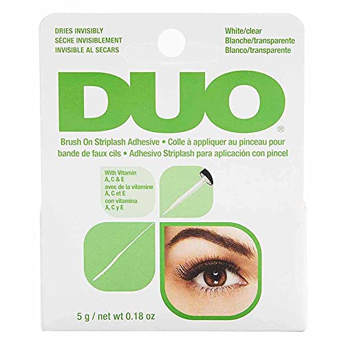 Duo Brush On Striplash Adhesive card, white/clear with vitamins A, C and E, 0.18 oz