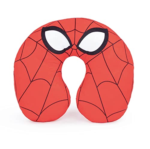 Red web pattern Spider-Man neck pillow with white eyes