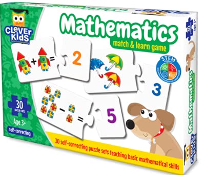 Clever Kids Mathematics Match & Learn 30 Puzzle Sets Self Correcting Puzzle Game