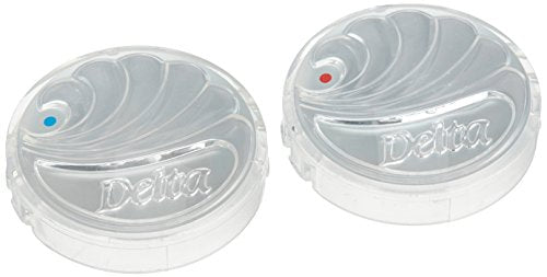 Two clear Delta handle buttons with blue and red indicator dots