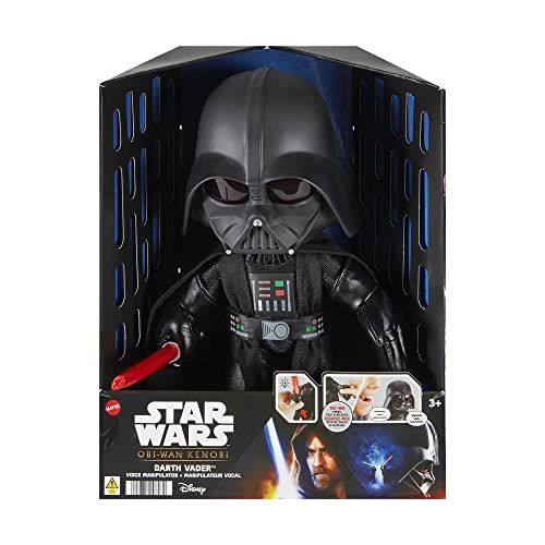 Darth Vader voice manipulator plush in its Obi-Wan Kenobi window box