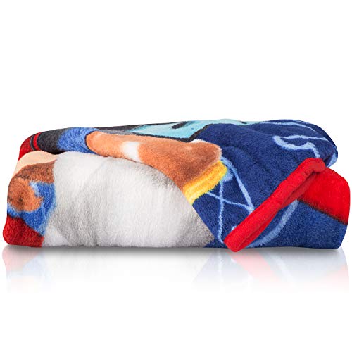 Folded plush Mario throw with red edging