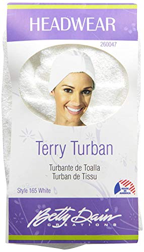 Betty Dain Headwear Terry Turban package, style 165 white