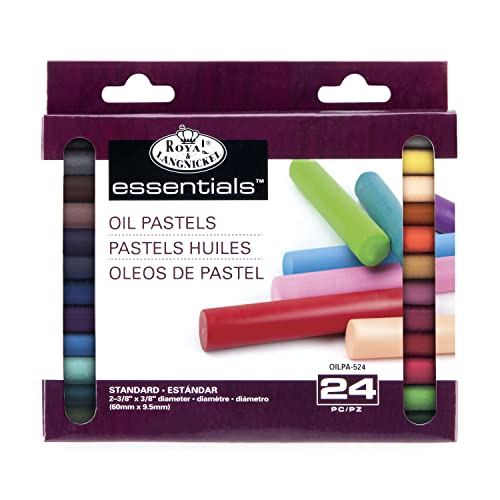 Box of 24 oil pastels with colorful sticks shown on the front