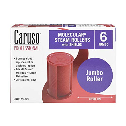 Caruso Professional Jumbo Molecular Replacement Steam Hair Rollers with Shields, 6-Pack, 1-3/4" Inches