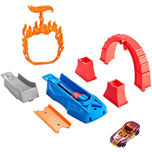 Flame Jumper pieces: flame ring, red arch, blue launcher, ramp, track and car