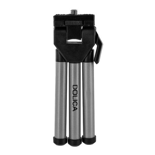 Dolica mini tripod folded, three silver legs with black feet