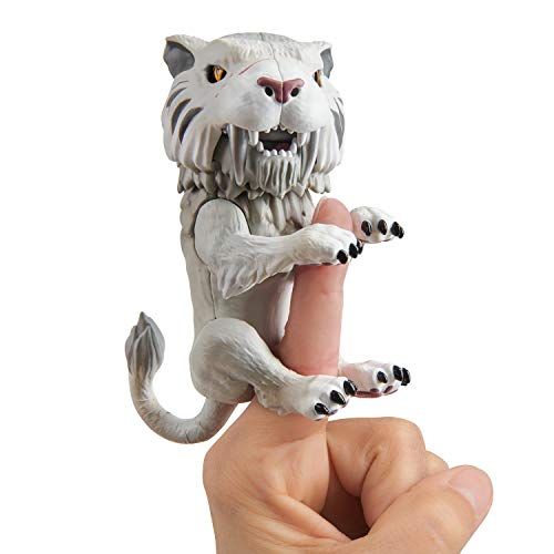 WowWee Untamed Sabre Tooth Tiger by Fingerlings – Silvertooth (Silver) – Interactive Collectible Toy