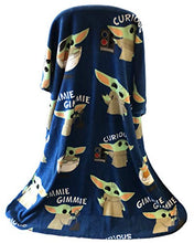 Load image into Gallery viewer, Disney Star Wars The Mandalorian The Child Baby Yoda Plush Travel Throw Blanket Blue 40x50 inch
