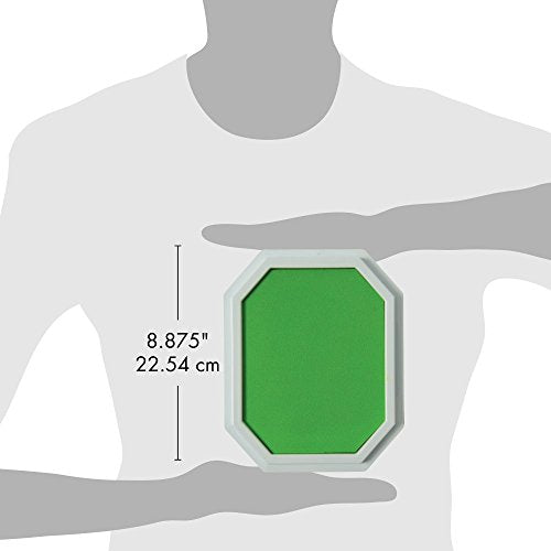 Green stamp pad held against an outlined body, 8.875 inches tall