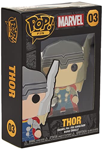 Thunder god enamel pin in its black number 03 window box