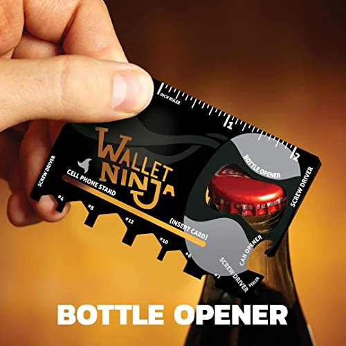 Card tool opening a glass soda bottle