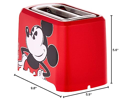 Mickey toaster dimensions: 9.8 by 5.9 by 5.6 inches