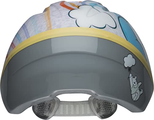 Back of the grey Pooh toddler helmet with fit dial and Pooh holding a cloud