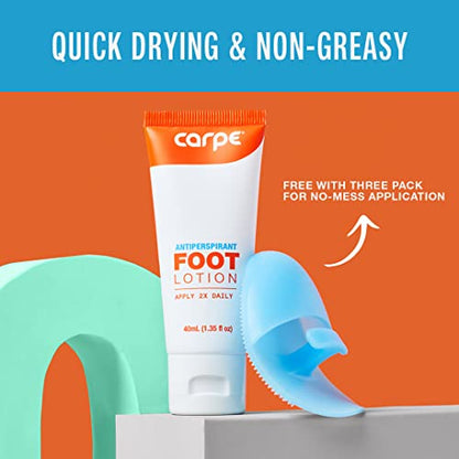Carpe Antiperspirant Foot Lotion, A dermatologist-recommended solution to stop sweaty, smelly feet, Helps prevent blisters, Great for hyperhidrosis