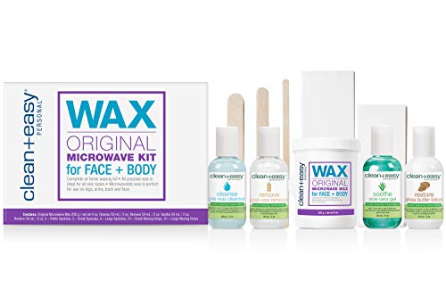 Clean and Easy Original Microwave Kit box with wax jar, four lotions and spatulas
