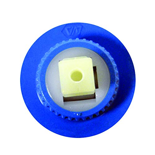 Top view of the blue cartridge with a square white stem