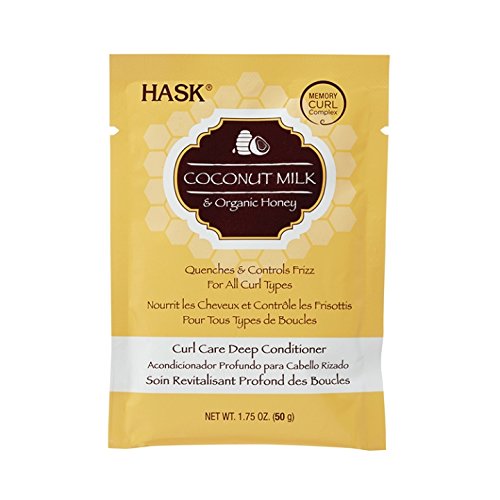 Yellow HASK Coconut Milk and Organic Honey curl care deep conditioner packet, 1.75 oz