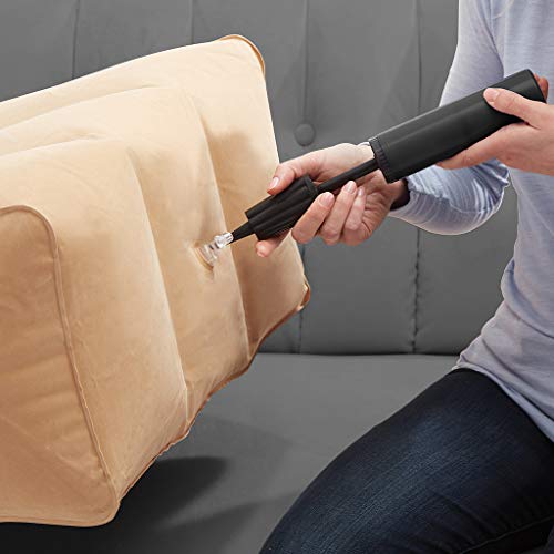 BulbHead Ramp Must-Have Elevating Rest Relieves Leg, Hip and Knee Pain, Improves Circulation, Reduces Swelling-Inflatable Bed Wedge Pillow, Beige