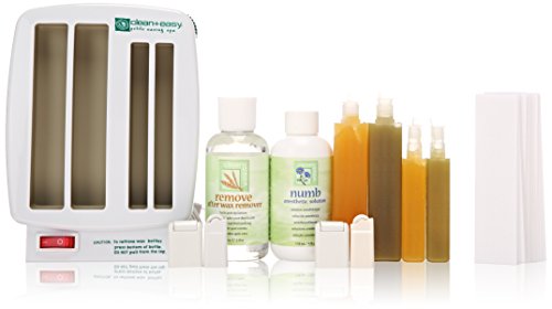 Waxing spa kit: four-slot warmer, wax roll-on refills, numbing and remover lotions, strips