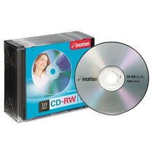 Load image into Gallery viewer, CD-RW Discs, 700MB/80min, 4X, w/Slim Jewel Cases, Silver, 10/Pack
